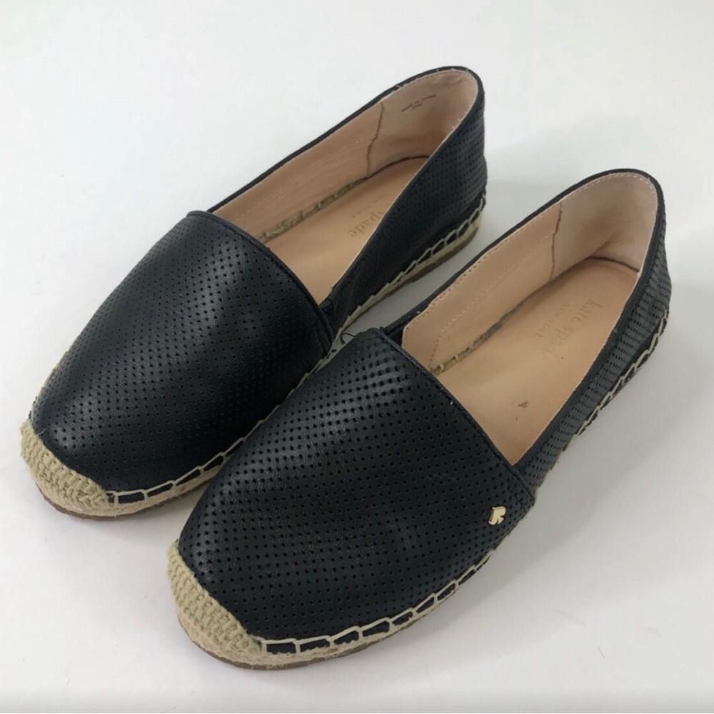 KATE SPADE Dark Navy Blue Perforated Gianna Espadrille Wedge Slip-on Flats Sndl